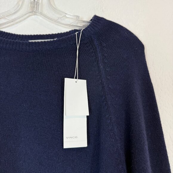 Vince Wool Cashmere Blend Sweater Navy Blue Size Large FLAW - Picture 7 of 13
